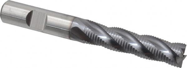 Niagara Cutter - 1/2" Diam, Fine Pitch, 2" LOC, 4 Flute Cobalt Roughing Square End Mill - TiCN Finish, 4" OAL, 1/2" Shank Diam, Single End, 30° Helix - Benchmark Tooling