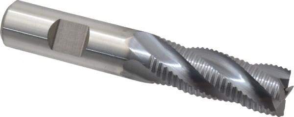 Niagara Cutter - 5/8" Diam, Fine Pitch, 1-5/8" LOC, 4 Flute Cobalt Roughing Square End Mill - TiCN Finish, 3-3/4" OAL, 5/8" Shank Diam, Single End, 30° Helix - Benchmark Tooling