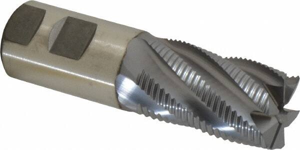 Niagara Cutter - 1-1/4" Diam, Fine Pitch, 2" LOC, 6 Flute Cobalt Roughing Square End Mill - TiCN Finish, 4-1/2" OAL, 1-1/4" Shank Diam, Single End, 30° Helix - Benchmark Tooling