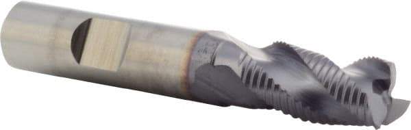 Niagara Cutter - 1/2" Diam, Fine Pitch, 1" LOC, 3 Flute Cobalt Roughing Square End Mill - TiCN Finish, 3-1/16" OAL, 1/2" Shank Diam, Single End, 36° Helix - Benchmark Tooling