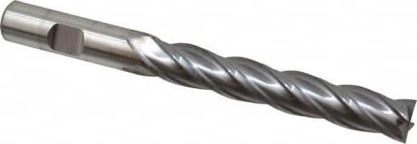 Niagara Cutter - 1/2", 3" LOC, 1/2" Shank Diam, 5" OAL, 4 Flute, Cobalt Square End Mill - Single End, TiCN Finish, Spiral Flute, 30° Helix, Centercutting, Right Hand Cut, Right Hand Flute, Series SPC408 - Benchmark Tooling
