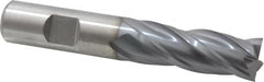 Niagara Cutter - 5/8", 1-5/8" LOC, 5/8" Shank Diam, 3-3/4" OAL, 4 Flute, Cobalt Square End Mill - Single End, TiCN Finish, Spiral Flute, 30° Helix, Centercutting, Right Hand Cut, Right Hand Flute, Series SPC408 - Benchmark Tooling