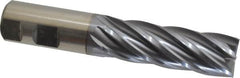 Niagara Cutter - 1", 3" LOC, 1" Shank Diam, 5-1/2" OAL, 6 Flute, Cobalt Square End Mill - Single End, TiCN Finish, Spiral Flute, 30° Helix, Centercutting, Right Hand Cut, Right Hand Flute, Series SPC408 - Benchmark Tooling