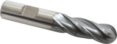 Niagara Cutter - 5/8" Diam, 1-5/8" LOC, 4 Flute Cobalt Ball End Mill - TiCN Finish, Single End, 3-3/4" OAL, 5/8" Shank Diam, Spiral Flute - Benchmark Tooling