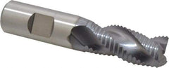 Niagara Cutter - 3/4" Diam, Coarse Pitch, 1-1/2" LOC, 3 Flute Cobalt Roughing Square End Mill - TiCN Finish, 3-3/4" OAL, 3/4" Shank Diam, Single End, Centercutting, 36° Helix - Benchmark Tooling