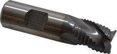 Niagara Cutter - 3/4" Diam, Coarse Pitch, 3/4" LOC, 3 Flute Cobalt Roughing Square End Mill - TiCN Finish, 3" OAL, 3/4" Shank Diam, Single End, Centercutting, 36° Helix - Benchmark Tooling