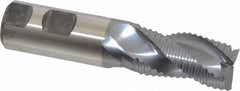 Niagara Cutter - 1" Diam, Coarse Pitch, 1-3/4" LOC, 3 Flute Cobalt Roughing Square End Mill - TiCN Finish, 4-5/8" OAL, 1" Shank Diam, Single End, Centercutting, 36° Helix - Benchmark Tooling