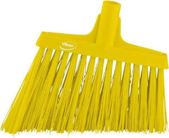 Vikan - 9-1/2" Wide, Yellow Synthetic Bristles, Angled Broom - Benchmark Tooling