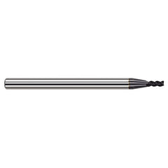 Variable Helix End Mills for Free Machining Steels - 0.0250″ Cutter Diameter × 0.0750″ Length of Cut Carbide Square End Mill for Free Machining Steels, 3 Flutes, AlTiN Coated - Exact Industrial Supply