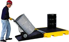 UltraTech - 75 Gal Sump, 9,000 Lb Capacity, 4 Drum, Polyethylene Spill Deck or Pallet - 63" Long x 62" Wide x 9" High, Liftable Fork, Low Profile, 2 x 4 Drum Configuration - Benchmark Tooling