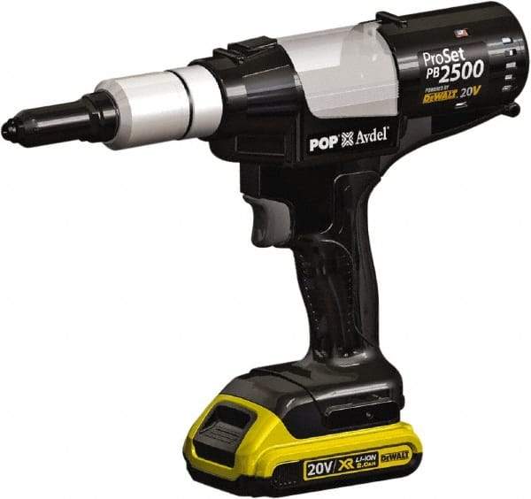 POP Fasteners - All up to 3/16" Closed End Rivet Capacity , 1,911 Lb Pull Force Cordless Electric Riveter - 0.984" Stroke Length, 20 VDC, Mandrel Collection - Benchmark Tooling