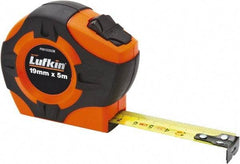 Lufkin - 16' x 19mm Yellow Blade Tape Measure - 1 cm Graduation, A9 Graduation Style, High-Visibility Orange Case - Benchmark Tooling