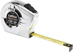 Lufkin - 10' x 1/2" Yellow Blade Tape Measure - 1/10 & 1/50" Graduation, A36 Graduation Style - Benchmark Tooling