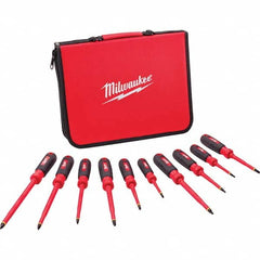 Milwaukee Tool - Screwdriver Sets Screwdriver Types Included: Insulated Slotted; Phillips; Square Number of Pieces: 10 - Benchmark Tooling