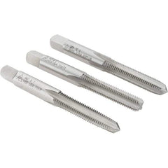 Made in USA - M7x1.00 Metric Coarse, 4 Flute, Bottoming, Plug & Taper, Bright Finish, High Speed Steel Tap Set - Right Hand Cut, 2-23/32" OAL, 1-1/8" Thread Length - Benchmark Tooling