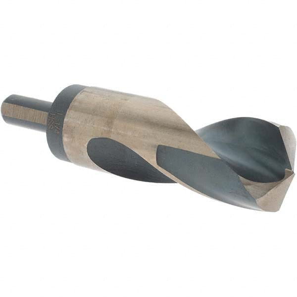 Made in USA - 1-1/4" High Speed Steel, 118° Point, Round with Flats Shank Maintenance Drill Bit - Benchmark Tooling