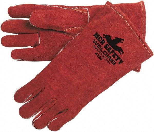 MCR Safety - Size L Lined Leather Welding Glove - Gauntlet Cuff - Benchmark Tooling