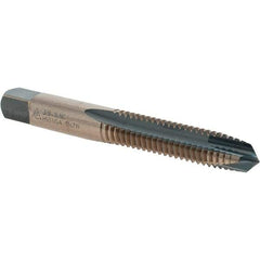 Made in USA - 3/8-16 UNC, 3 Flute, Bright Finish, High Speed Steel Spiral Point Tap - Plug Chamfer, Right Hand Thread, 2-15/16" OAL - Exact Industrial Supply