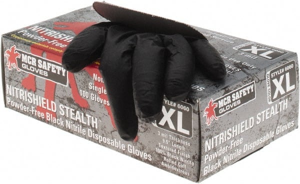 MCR Safety - Size XL, 3 mil, Powder Free Nitrile Disposable Gloves - Benchmark Tooling