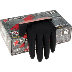 MCR Safety - Pack of (100) Size M, 3 mil, Powder Free Nitrile Disposable Gloves - Benchmark Tooling