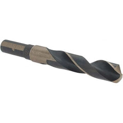 Made in USA - 39/64" High Speed Steel, 135° Point, Round with Flats Shank Maintenance Drill Bit - Benchmark Tooling