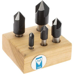 Import - 5 Piece, 1/4 to 3/4" Head Diam, 82° Included Angle, Single End Countersink Set - Benchmark Tooling