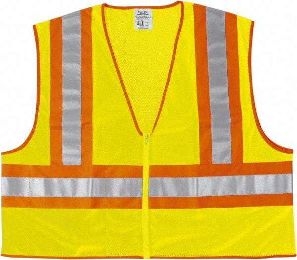 MCR Safety - Size M High Visibility Lime Mesh General Purpose Vest - 24" Chest, ANSI 107-2015, Zipper Closure, 2 Pockets, Polyester - Benchmark Tooling