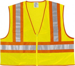 MCR Safety - Size XL High Visibility Lime General Purpose Vest - Zipper Closure, 2 Pockets, Polyester - Benchmark Tooling