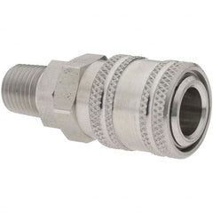 Parker - 1/4-18 NPTF Industrial Pneumatic Hose Coupler - Stainless Steel, 1/4" Body Diam - Benchmark Tooling