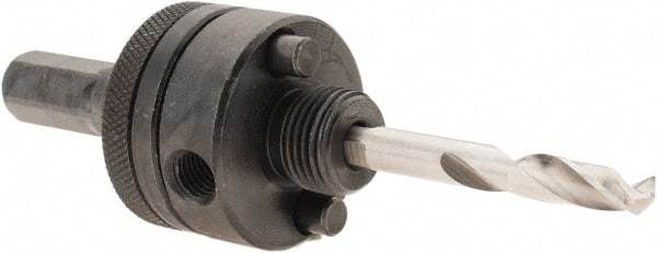 Value Collection - 1-1/4 to 6" Tool Diam Compatibility, Straight Shank, Carbon Steel Integral Pilot Drill, Hole Cutting Tool Arbor - 1/2" Min Chuck, Hex Shank Cross Section, Quick-Change Attachment, For Hole Saws - Benchmark Tooling