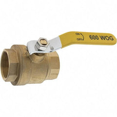 Value Collection - 1-1/2" Pipe, Brass Full Port Ball Valve - 2 Piece, NPT Ends, Lever Handle, 600 WOG, 150 WSP - Benchmark Tooling