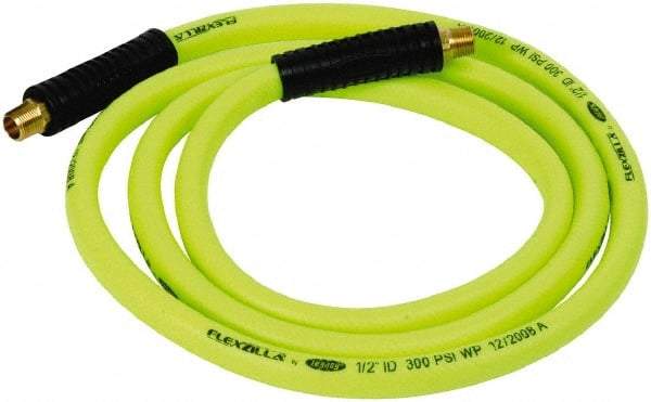 Legacy - 1/2" ID x 0.74" OD 8' Long Lead-In Whip Hose - MNPT x MNPT Ends, 300 Working psi, 140°, 3/8" Fitting, Green - Benchmark Tooling