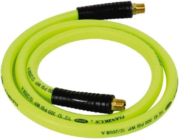 Legacy - 1/2" ID x 0.74" OD 6' Long Lead-In Whip Hose - FNPT x MNPT Swivel Ends, 300 Working psi, 140°, 3/8" Fitting, Green - Benchmark Tooling