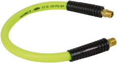 Legacy - 1/2" ID x 0.74" OD 2' Long Lead-In Whip Hose - MNPT Fixed x MNPT Swivel End, 300 Working psi, 140°, 3/8" Fitting, Green - Benchmark Tooling