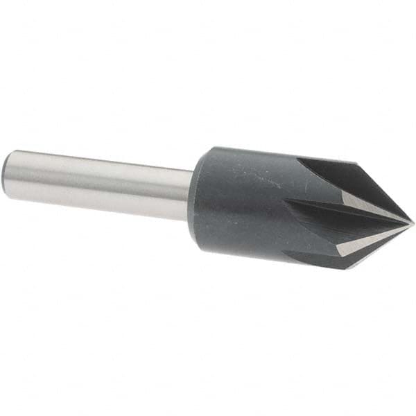 Value Collection - 1/2" Head Diam, 1/4" Shank Diam, 6 Flute 82° High Speed Steel Countersink - Benchmark Tooling