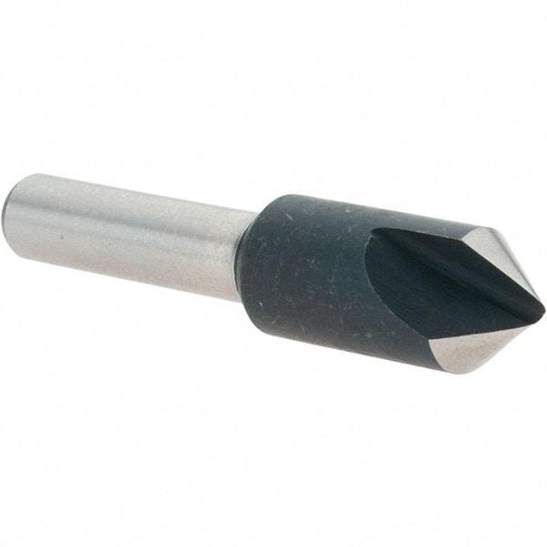 Value Collection - 3/8" Head Diam, 1/4" Shank Diam, 1 Flute 82° High Speed Steel Countersink - 1-3/4" OAL - Benchmark Tooling