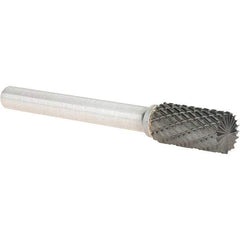 Value Collection - 3/8" Cut Diam, 1/4" Shank Diam, Cylinder Head Burr - Carbide, End Cut End, 3/4" LOC, 2-3/4" OAL - Benchmark Tooling