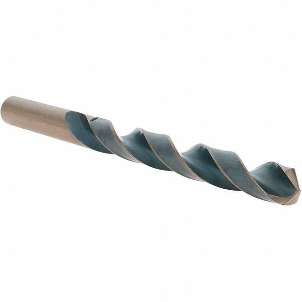 Import - 31/64" 118° High Speed Steel Jobber Drill - Oxide/Gold Finish, Right Hand Cut, Spiral Flute, Straight Shank, 5-7/8" OAL, Split Point - Benchmark Tooling