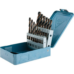 Import - 1/16 to 1/2", 135° Point, Oxide/Gold Finish, High Speed Steel Reduced Shank Drill Bit Set - Benchmark Tooling