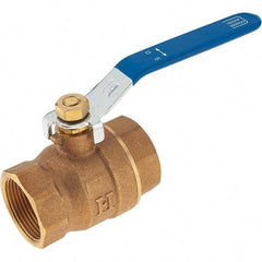 Value Collection - 1-1/4" Pipe, Bronze Full Port Ball Valve - 2 Piece, NPT Ends, Lever Handle, 600 WOG, 150 WSP - Benchmark Tooling