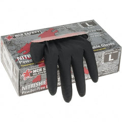 MCR Safety - Pack of (100) Size L, 3 mil, Powder Free Nitrile Disposable Gloves - Benchmark Tooling