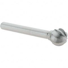 Value Collection - 1/2" Cut Diam, 1/4" Shank Diam, Ball Head Burr - Carbide, 7/16" LOC, 2-7/16" OAL - Benchmark Tooling