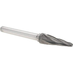 Value Collection - 3/8" Cut Diam, 1/4" Shank Diam, Taper Head Burr - Carbide, Radius End, 1-1/16" LOC, 3-1/16" OAL - Benchmark Tooling