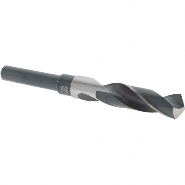 Reduced Shank Drill Bit: 45/64'' Dia, 1/2'' Shank Dia, 118  ™, High Speed Steel 6'' OAL, 3-1/8'' Flute Length, Coated Finish, Straight-Cylindrical Shank, RH Cut