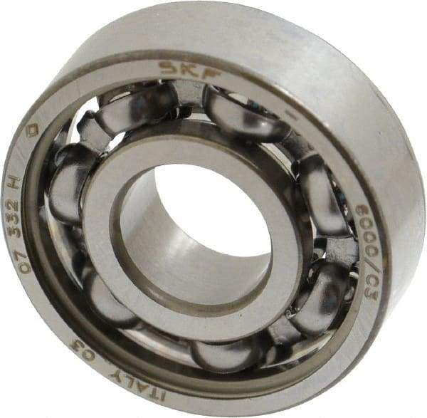 SKF - 10mm Bore Diam, 26mm OD, Open Deep Groove Radial Ball Bearing - 8mm Wide, 1 Row, Round Bore, 1,960 Nm Static Capacity, 4,750 Nm Dynamic Capacity - Benchmark Tooling