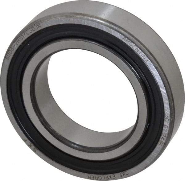 SKF - 40mm Bore Diam, 68mm OD, Double Seal Deep Groove Radial Ball Bearing - 15mm Wide, 1 Row, Round Bore, 11,600 Nm Static Capacity, 17,800 Nm Dynamic Capacity - Benchmark Tooling