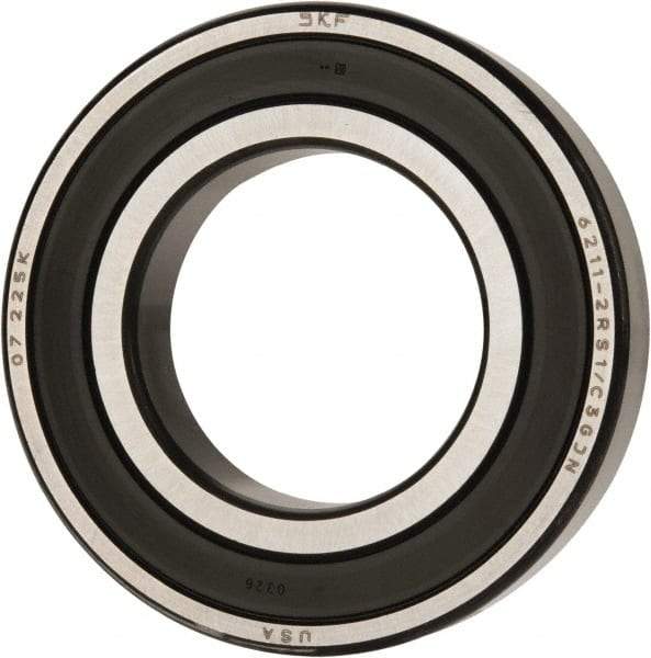 SKF - 55mm Bore Diam, 100mm OD, Double Seal Deep Groove Radial Ball Bearing - 21mm Wide, 1 Row, Round Bore, 29,000 Nm Static Capacity, 46,200 Nm Dynamic Capacity - Benchmark Tooling