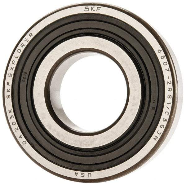 SKF - 35mm Bore Diam, 80mm OD, Double Seal Deep Groove Radial Ball Bearing - 21mm Wide, 1 Row, Round Bore, 19,000 Nm Static Capacity, 35,100 Nm Dynamic Capacity - Benchmark Tooling