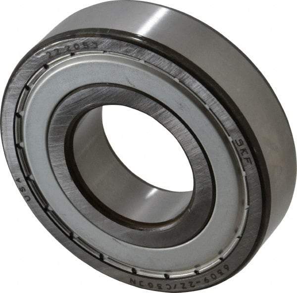 SKF - 45mm Bore Diam, 100mm OD, Double Shield Deep Groove Radial Ball Bearing - 25mm Wide, 1 Row, Round Bore, 31,500 Nm Static Capacity, 55,300 Nm Dynamic Capacity - Benchmark Tooling