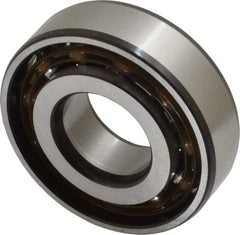 SKF - 20mm Bore Diam, 47mm OD, Open Angular Contact Radial Ball Bearing - 14mm Wide, 1 Row, Round Bore, 8,300 Lb Static Capacity, 14,000 Lb Dynamic Capacity - Benchmark Tooling